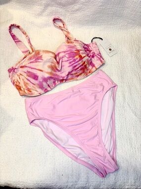 Shade & Shore Light Lift Square  Bralette & Hi Cut Bikini  Set - NEW
